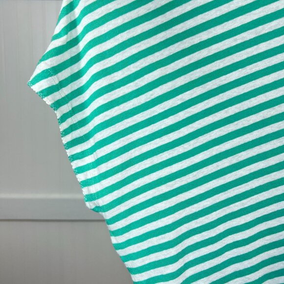 J. Jill Women's Green White Stripe Linen Blend V-Neck Relaxed Fit Tee Top Large - Picture 5 of 10